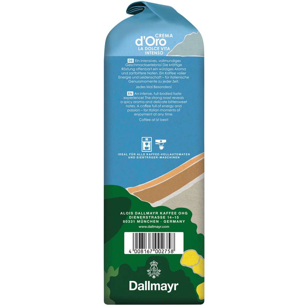 Produktabbildung Dallmayr Kaffee Crema d'Oro La Dolce Vita Intenso, ganze Bohne