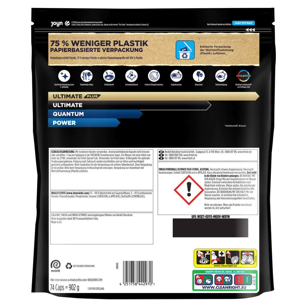 Produktabbildung Finish Spülmaschinen-Caps Ultimate Plus Citrus