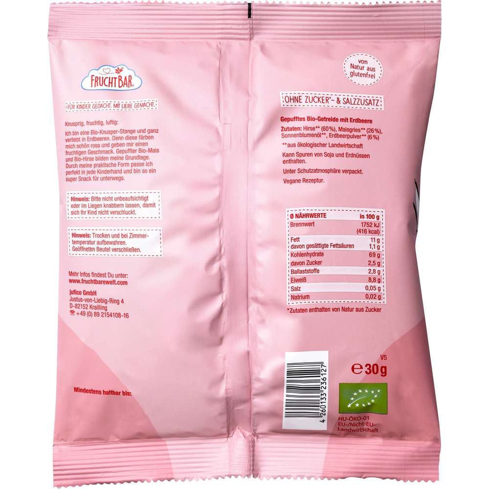 Produktabbildung Fruchtbar Bio-Knusper-Stangen, Hirse-Erdbeere-Mais
