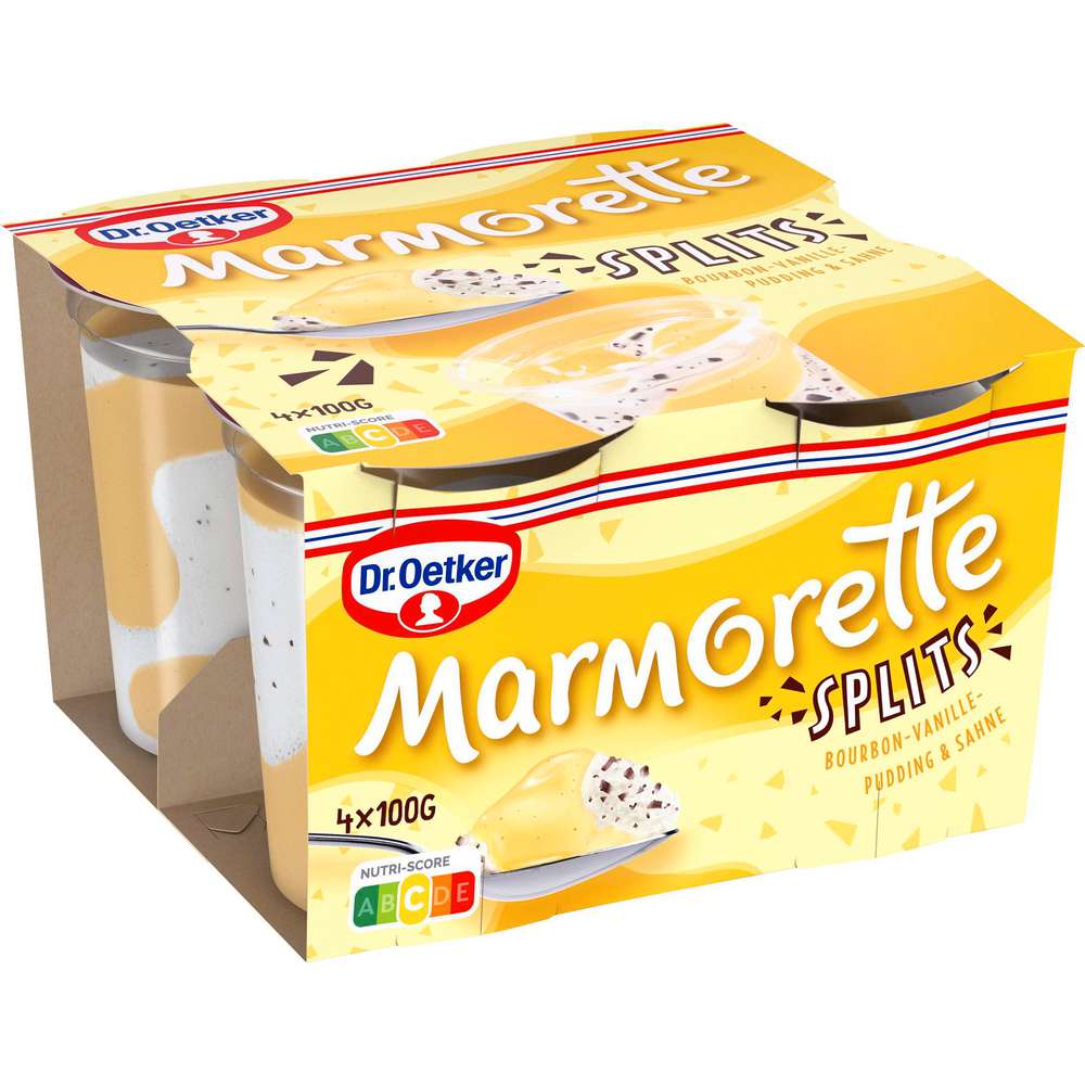 Produktabbildung Dr. Oetker Pudding Marmorette Splits, Vanille  4 x 100g