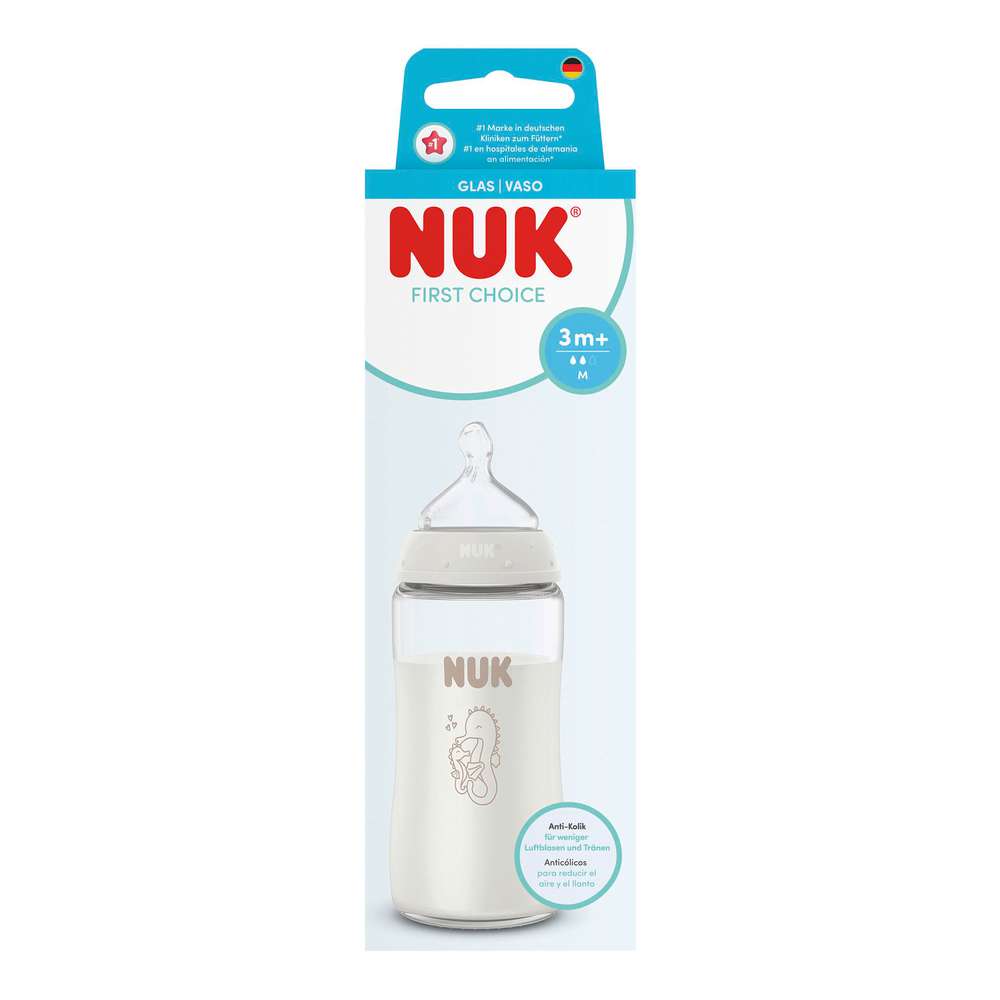 Produktabbildung Nuk Babyflasche aus Glas First Choice weiß, ab 3 Monaten