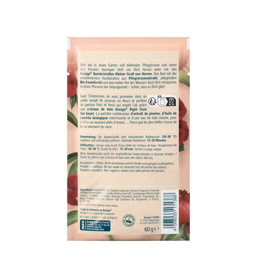 Produktabbildung Kneipp Badekristalle, Kleiner Gruß von Herzen, Pfingstrose & Kamelie