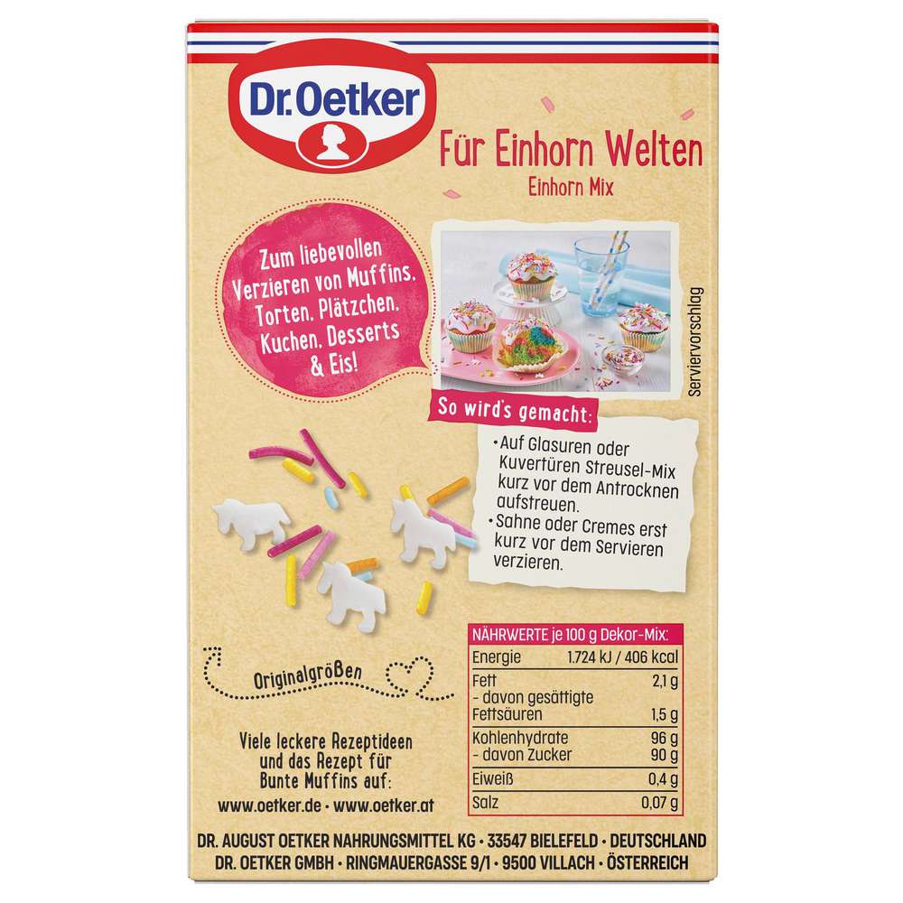 Produktabbildung Dr. Oetker Kuchen Deko, Einhorn Welten Mix