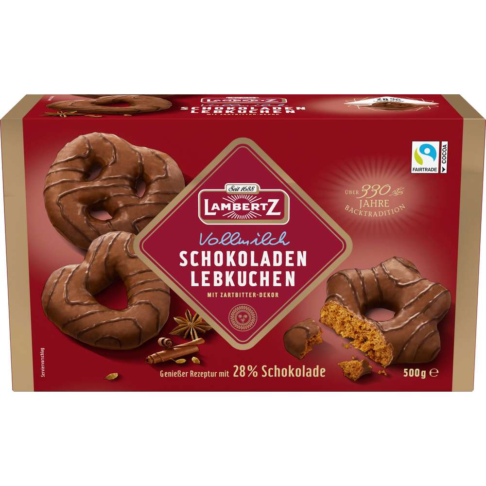Produktabbildung Lambertz Lebkuchen Herzen/Sterne/Brezeln, Vollmilch