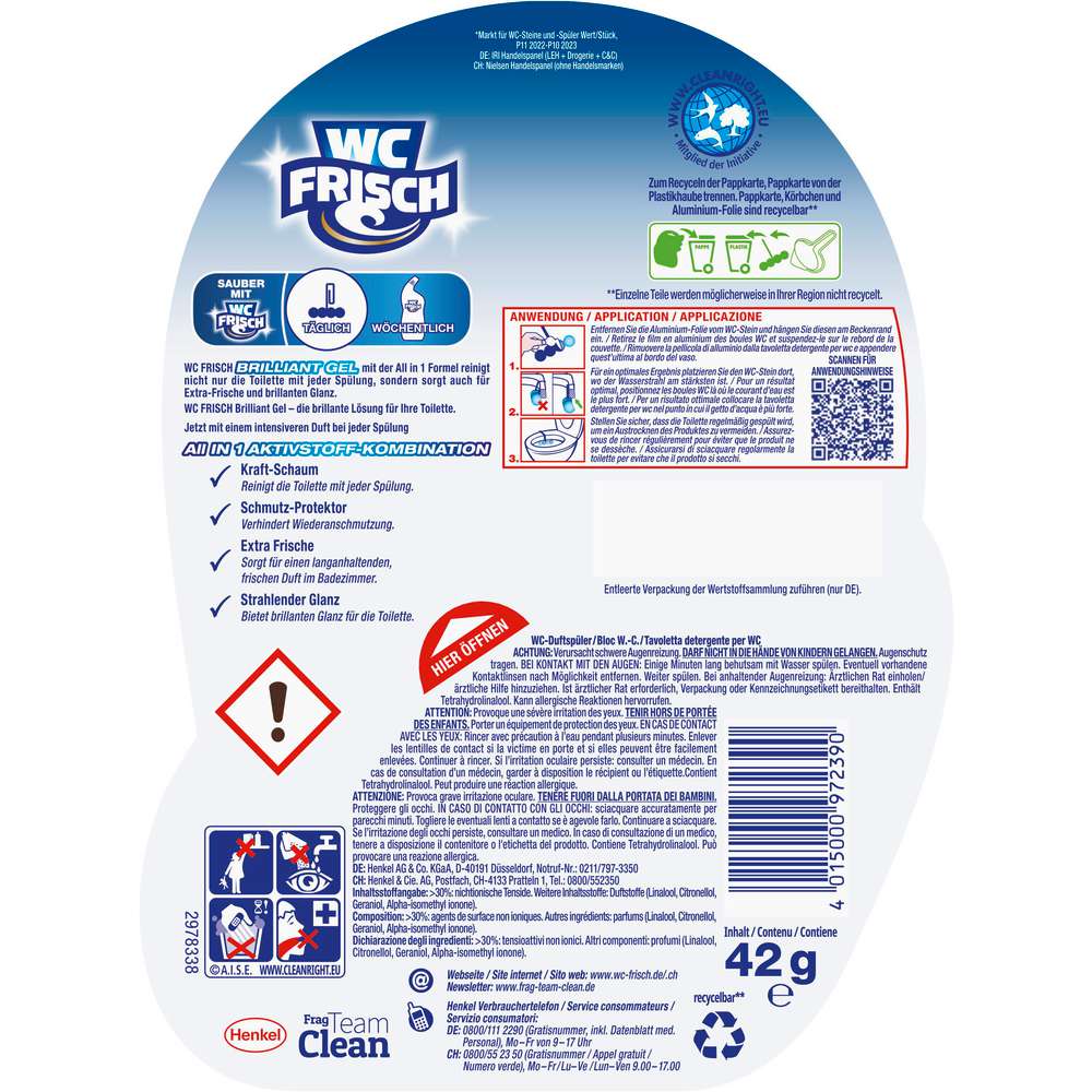 Produktabbildung WC Frisch Duftspüler Brilliant Gel, Arctic Ocean