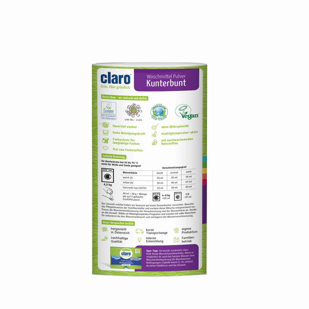 Produktabbildung claro Waschmittel-Pulver, Kunterbunt, für bunte Wäsche