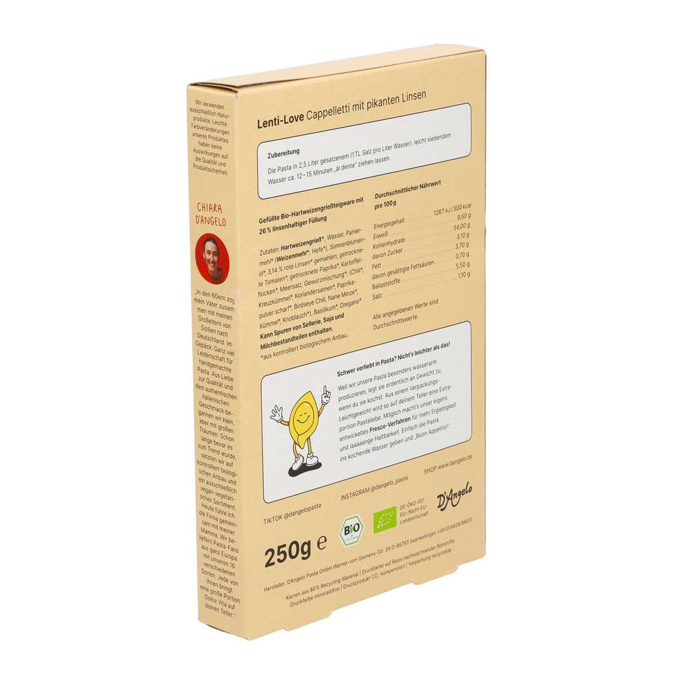 Produktabbildung D'Angelo Pasta Dinkel Cappelletti Linse