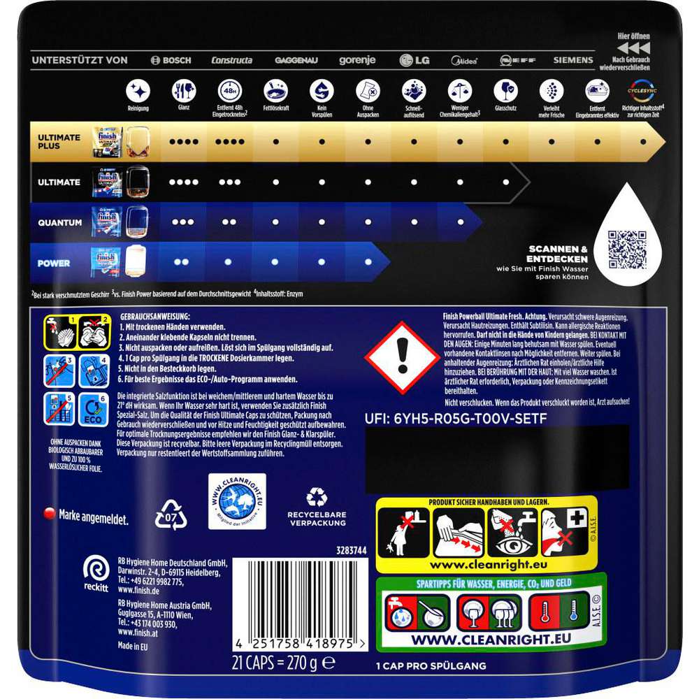 Produktabbildung Finish Spülmaschinen-Caps Ultimate Fresh