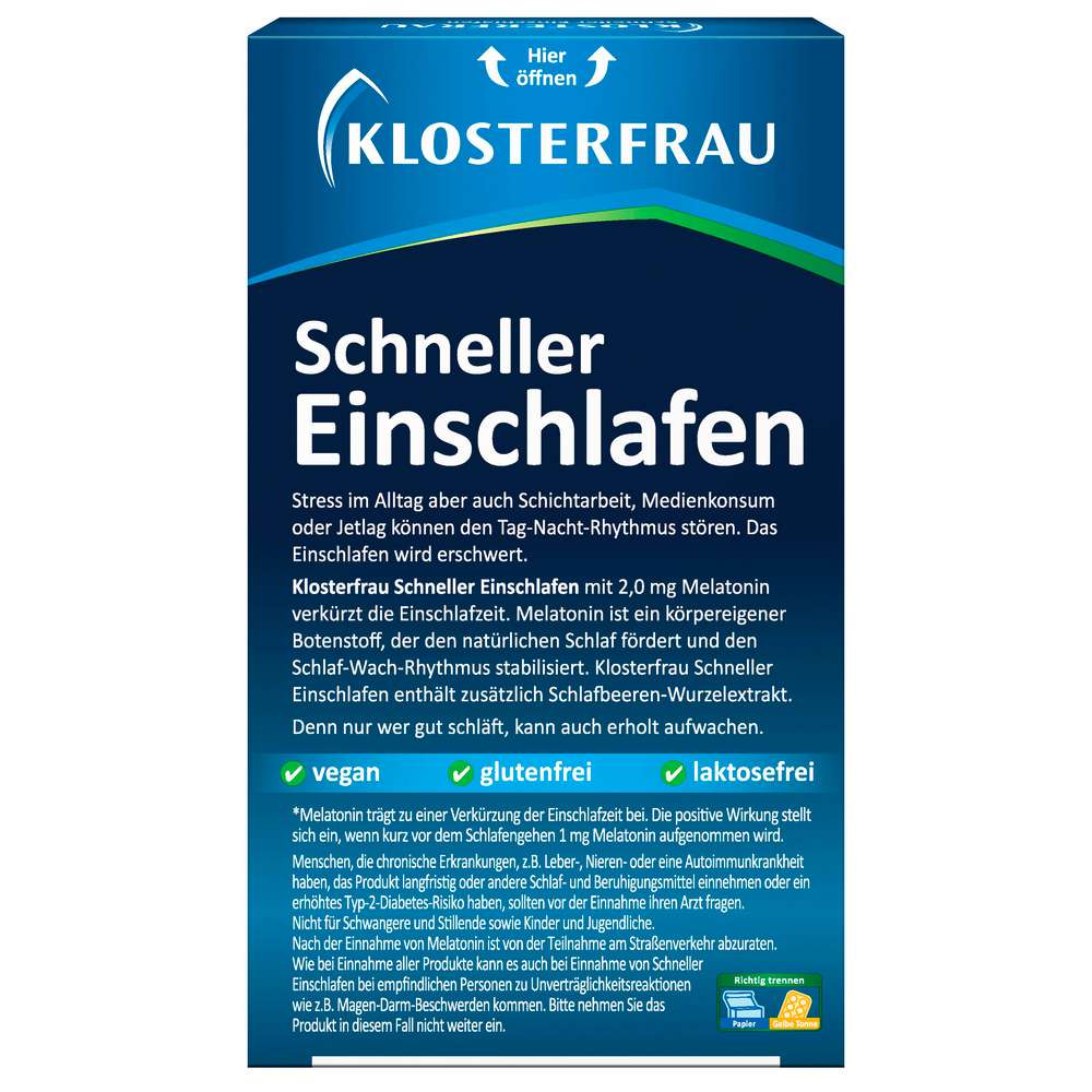 Produktabbildung Klosterfrau Schneller Einschlafen Melatonin