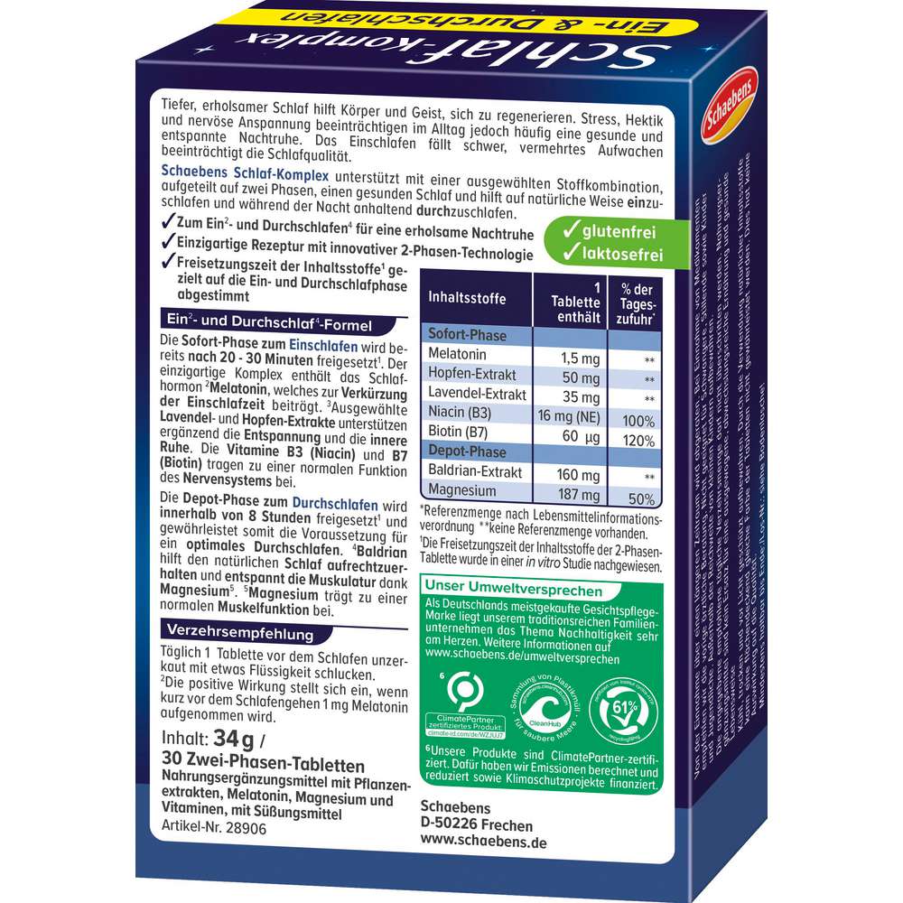 Produktabbildung Schaebens Schlaf-Komplex, 30 Tabletten