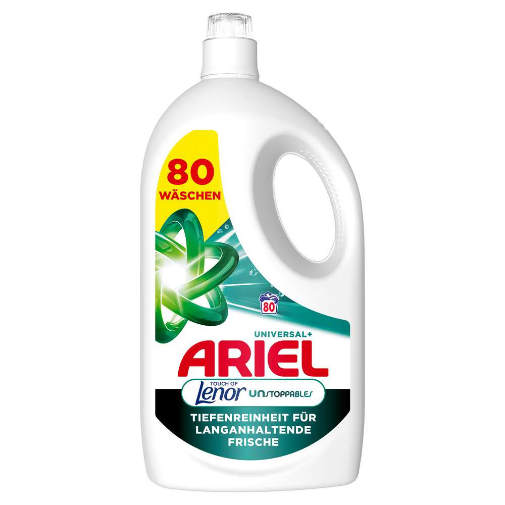 Produktabbildung Ariel Universal-Waschmittel flüssig, Lenor Unstoppables