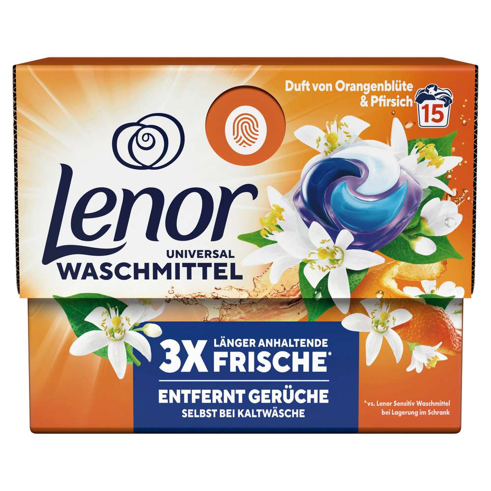 Produktabbildung Lenor Universal-Waschmittel, All in 1 Pods, Orangenblüte & Pfirsich 
