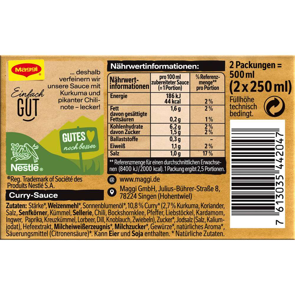 Produktabbildung Maggi Delikatess-Sauce, Curry