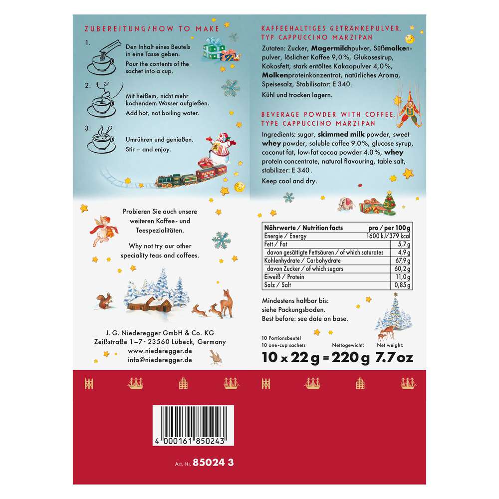 Produktabbildung Niederegger Cappuccino Weihnachten, Marzipan