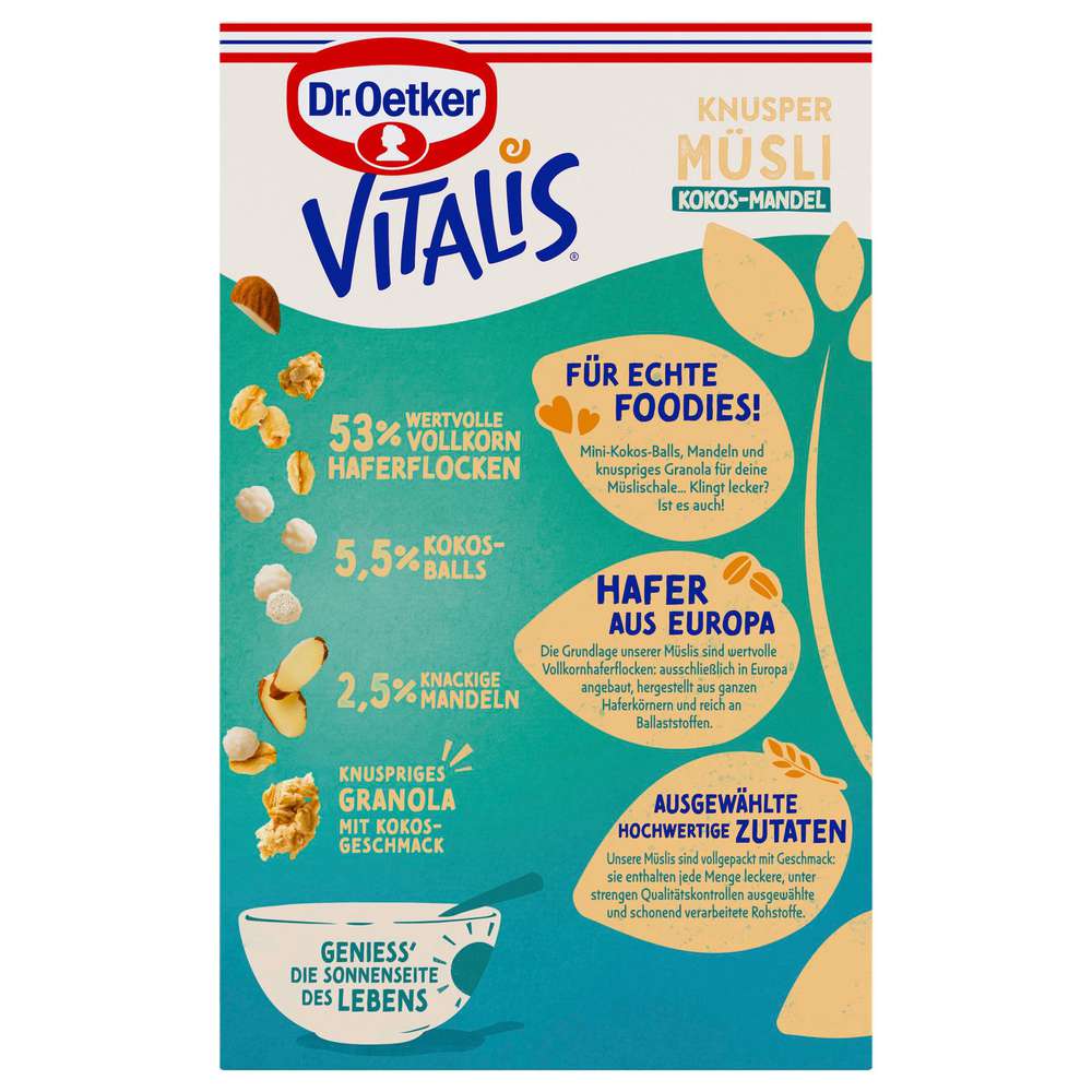 Produktabbildung Dr. Oetker Vitalis Knusper Müsli, Kokos-Mandel