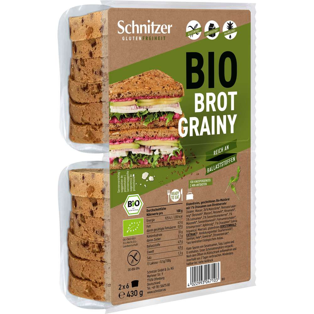 Produktabbildung Schnitzer Bio Brot, Grainy