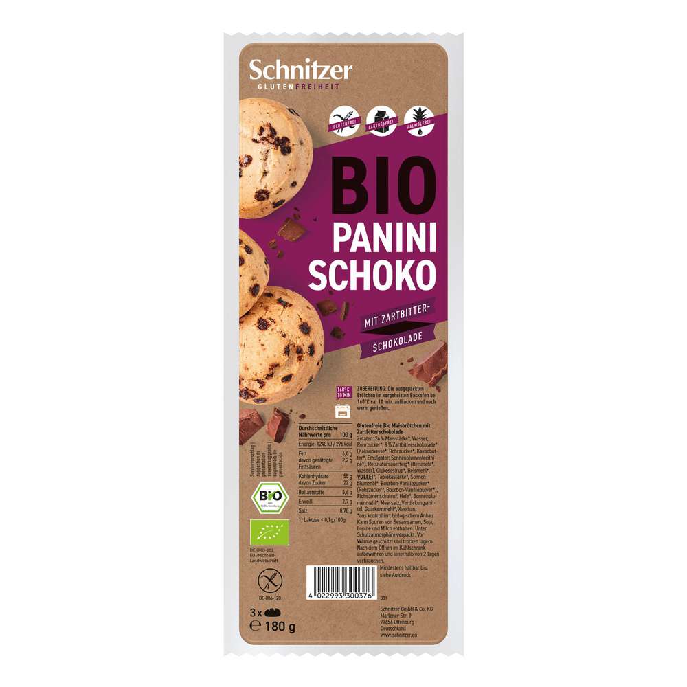 Produktabbildung Schnitzer Bio Panini Schokobrötchen