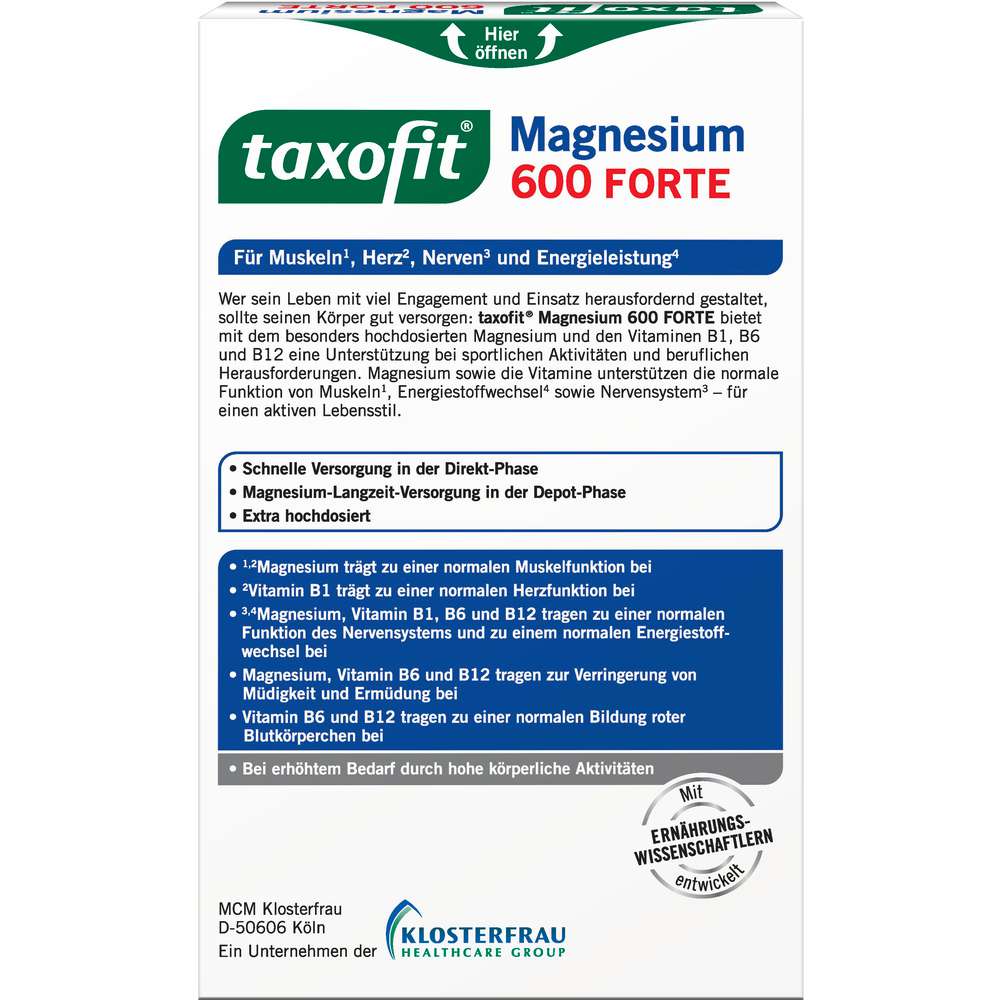 Produktabbildung Taxofit Magnesium 600 Forte