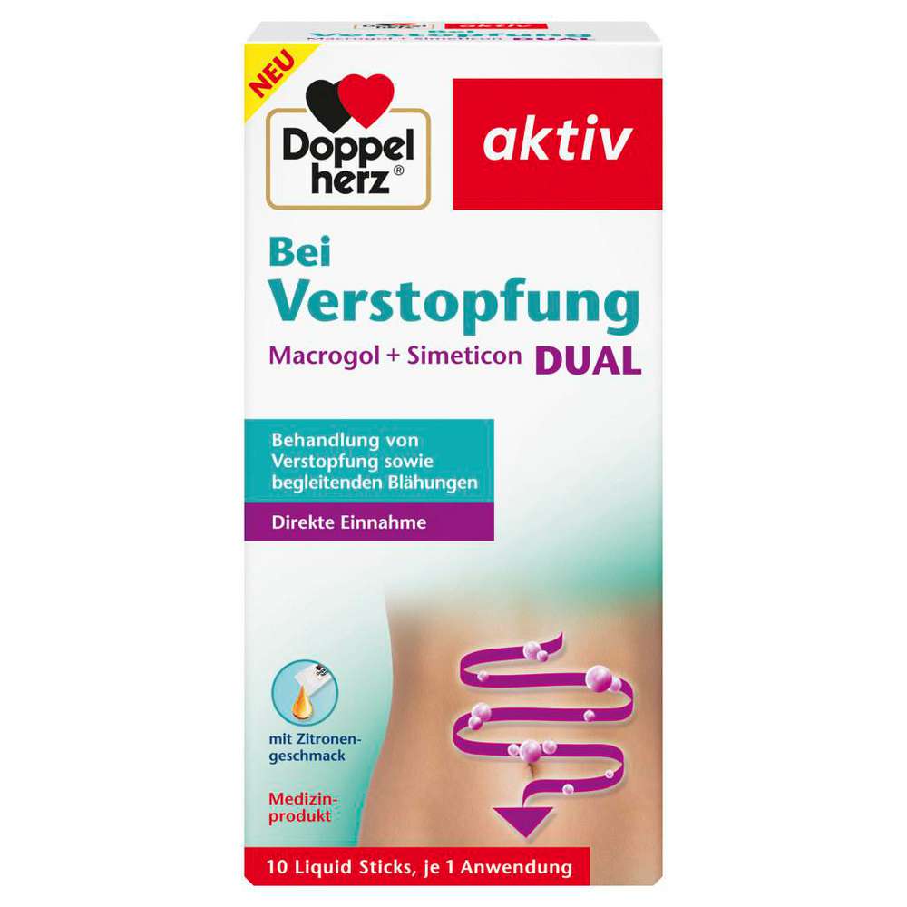 Produktabbildung Doppelherz Verstopfung Dual, Macrogol+Simeticon