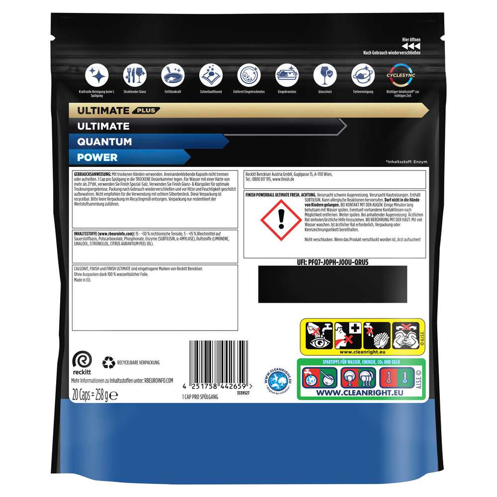 Produktabbildung Finish Spülmaschinen-Tabs Powerball Ultimate Fresh