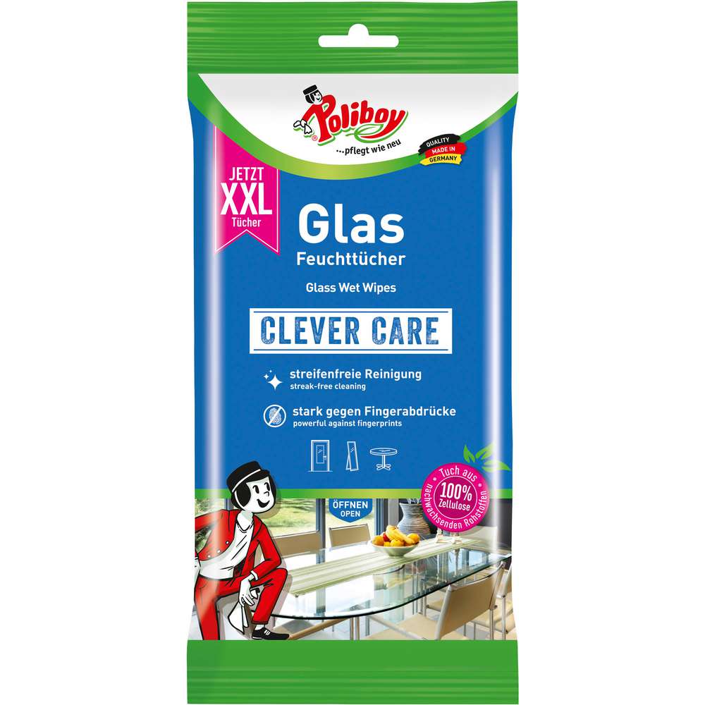 Produktabbildung Poliboy Glas Feuchttücher, CLEVER CARE