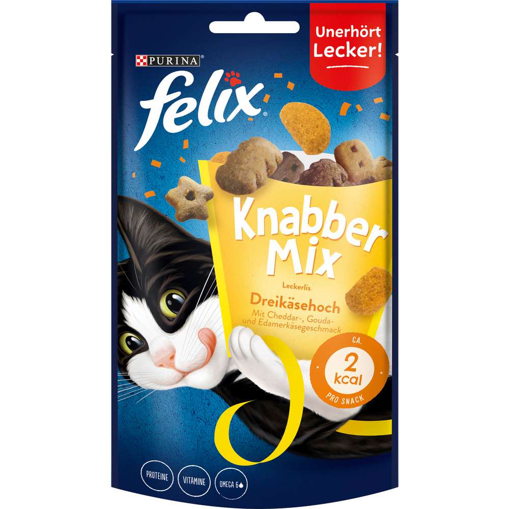 Produktabbildung Felix Katzen-Snack Knabbermix, Dreikäsehoch