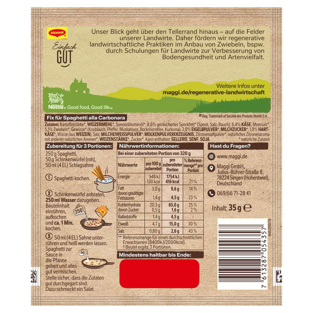 Produktabbildung Maggi Gewürzmischung Fix, Spaghetti Carbonara 100 % natürliche Zutaten