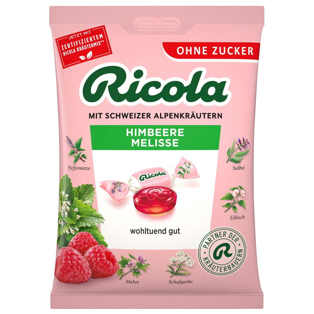 Produktabbildung Ricola Bonbons Himbeere-Melisse, ohne Zucker
