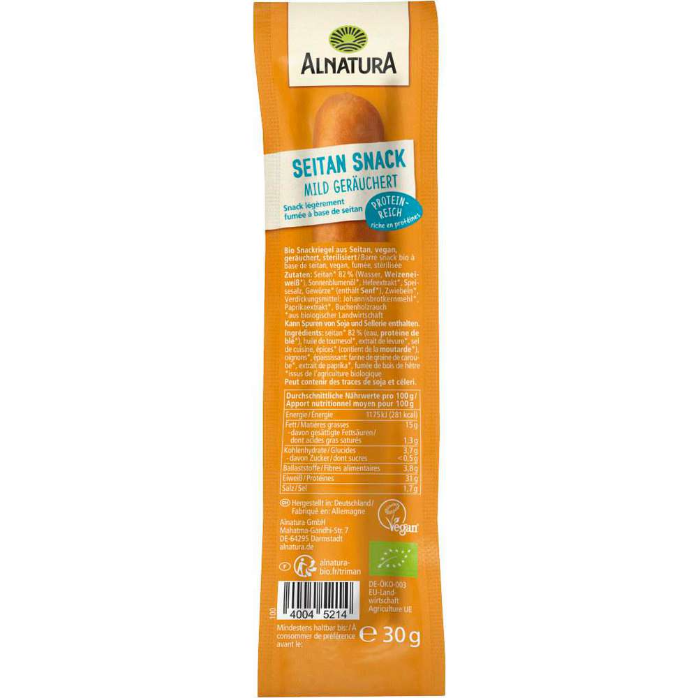 Produktabbildung Alnatura Bio Seitan Snack, mild geräuchert, vegan
