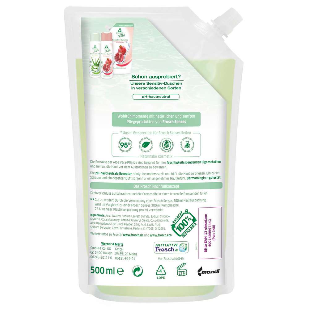 Produktabbildung Frosch Flüssigseife Senses Nachfüller, Aloe Vera