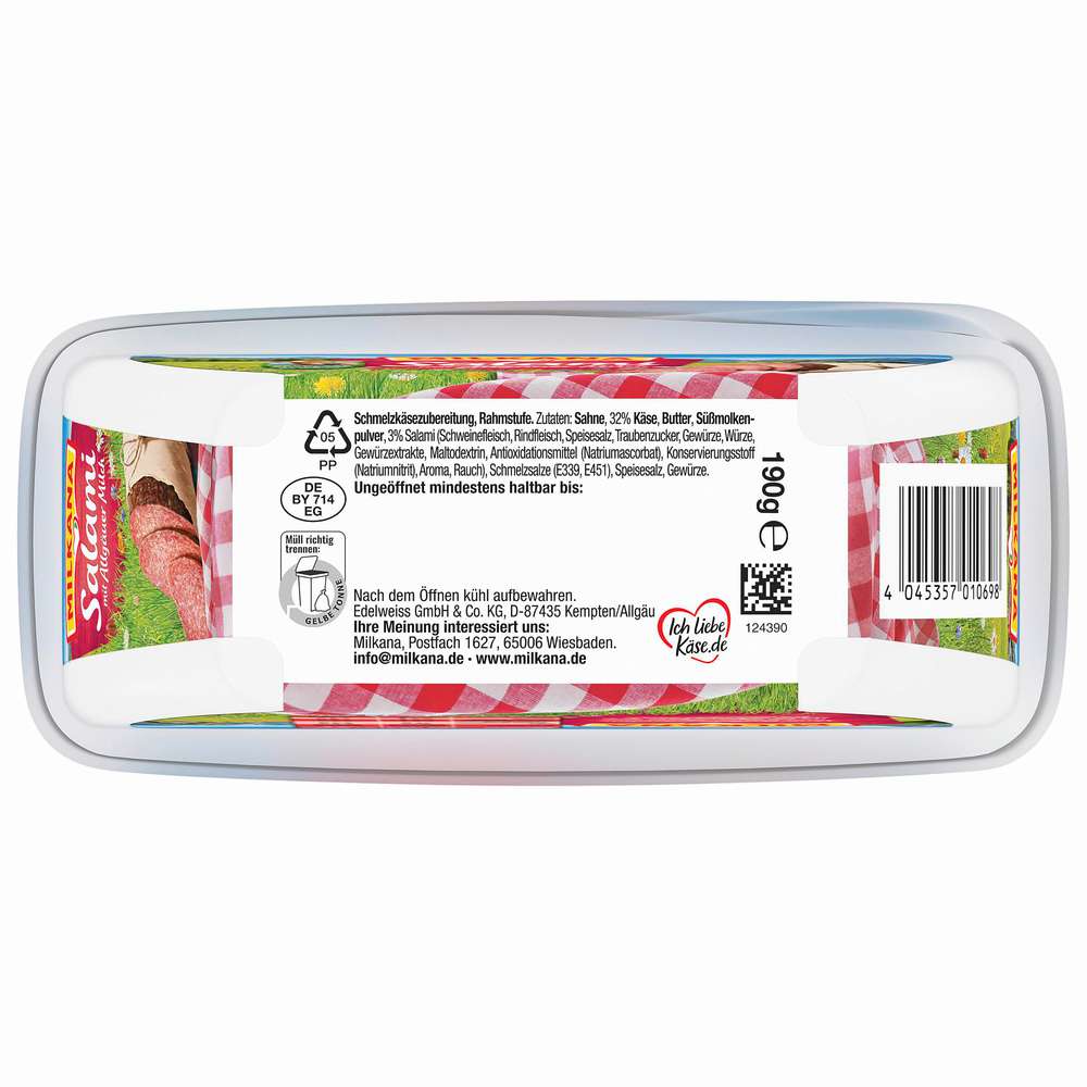 Produktabbildung Milkana Schmelzkäse Salami