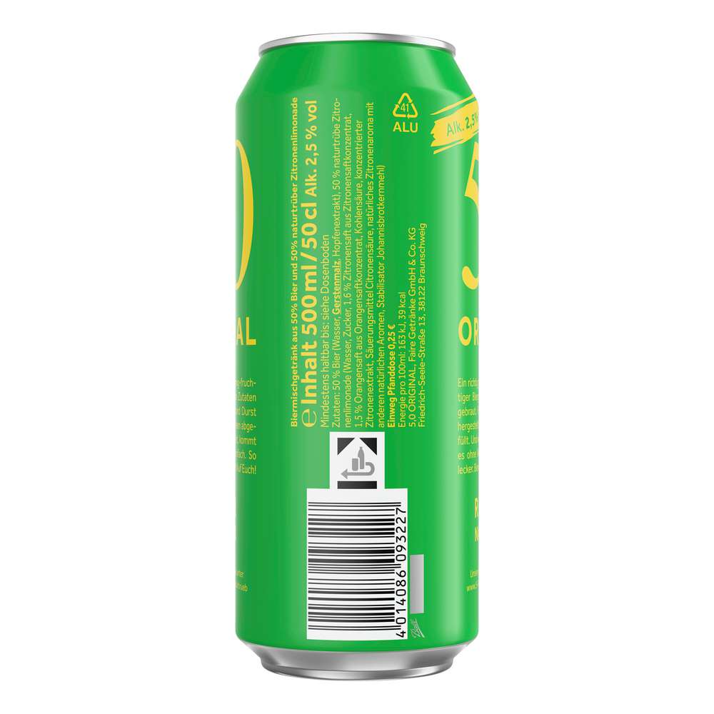 Produktabbildung Oettinger Biermischgetränk, Radler naturtrüb 2,5%