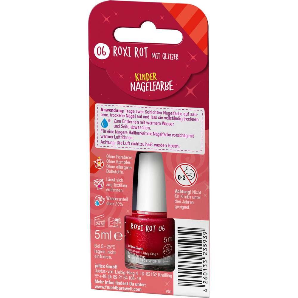Produktabbildung Fruchtbar Wunderbunt Kinder Nagelfarbe, Roxi Rot