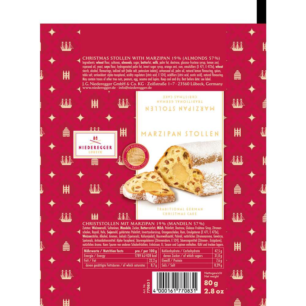 Produktabbildung Niederegger Mini-Stollen, Marzipan