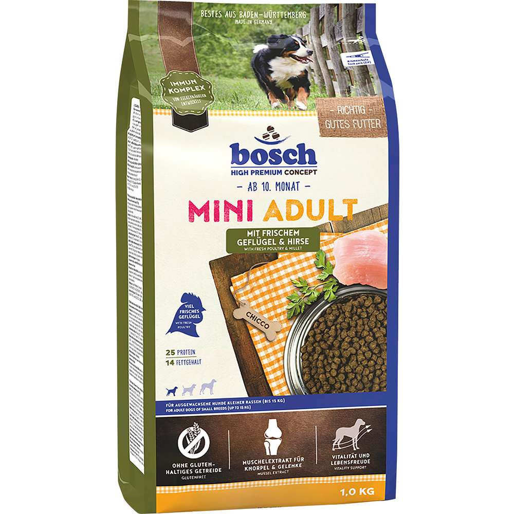 Produktabbildung Bosch Hunde-Trockenfutter Mini Adult, Geflügel/Hirse