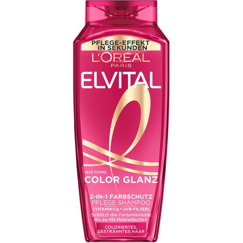 Produktabbildung L'Oreal Paris Elvital Shampoo, Color Glanz 2-IN-1 Farbschutz
