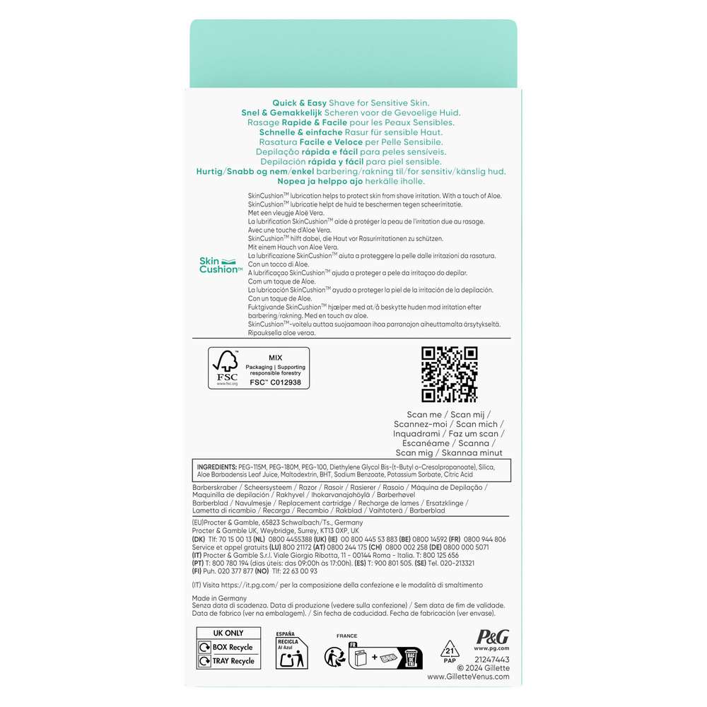 Produktabbildung Gillette Venus Smooth Sensitive Rasierer + 2 Klingen