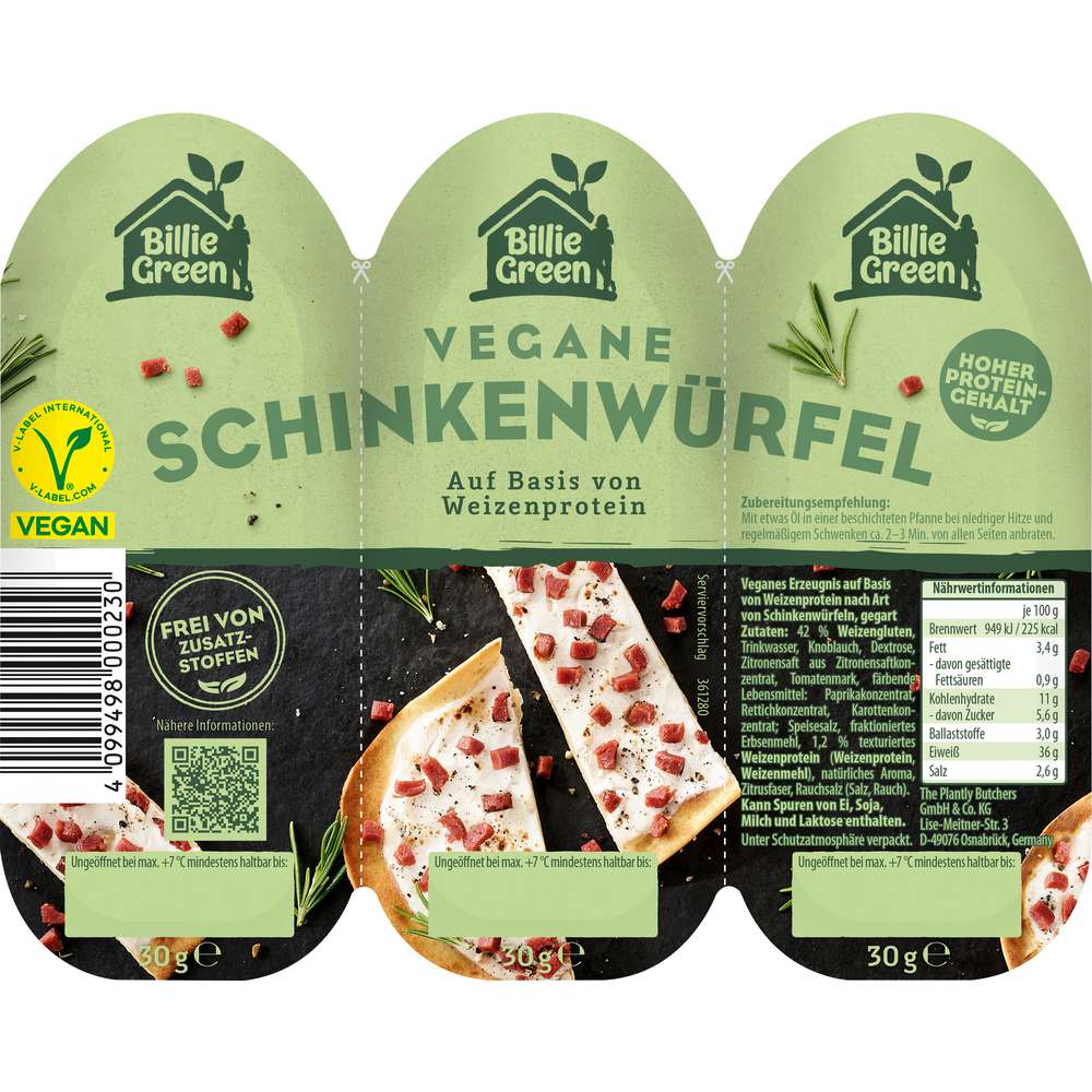 Produktabbildung Billie Green Vegane Schinkenwürfel