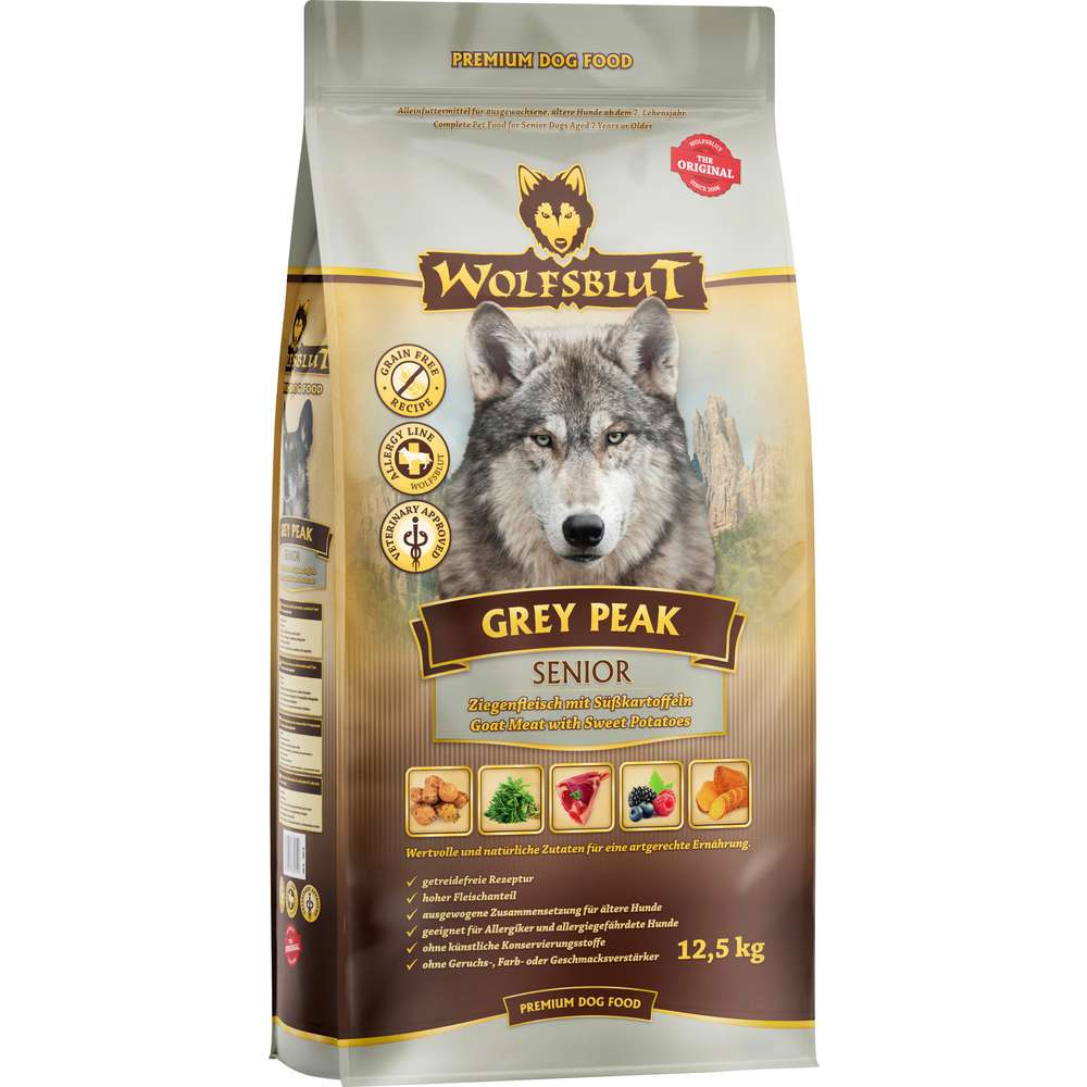 Produktabbildung Wolfsblut Hunde-Trockenfutter Greay Peak Senior, Ziege/Süßkartoffel