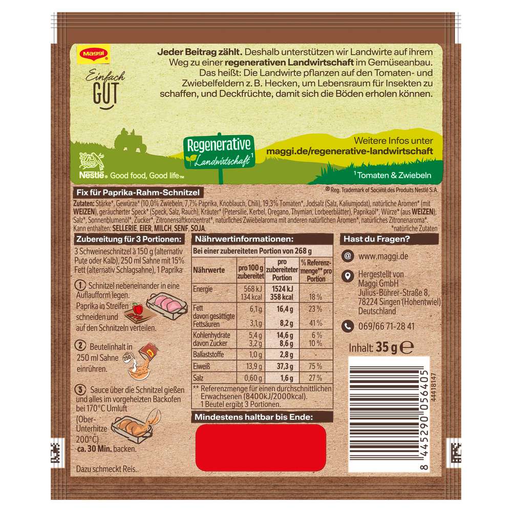 Produktabbildung Maggi Fix, Paprika Rahm Schnitzel