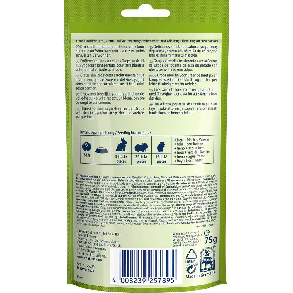 Produktabbildung Vitakraft Nager Snack Drops, Joghurt