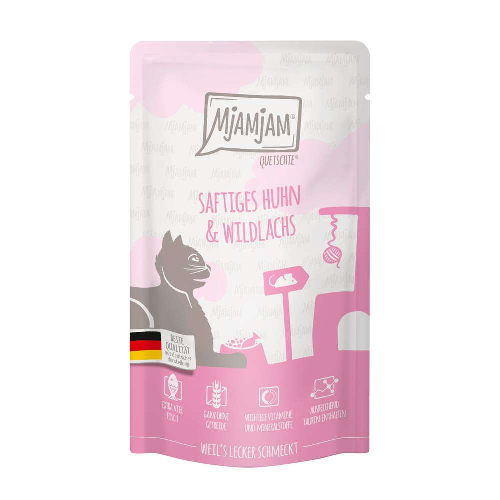 Produktabbildung MjAMjAM Katzen-Nassfutter, Huhn/Wildlachs