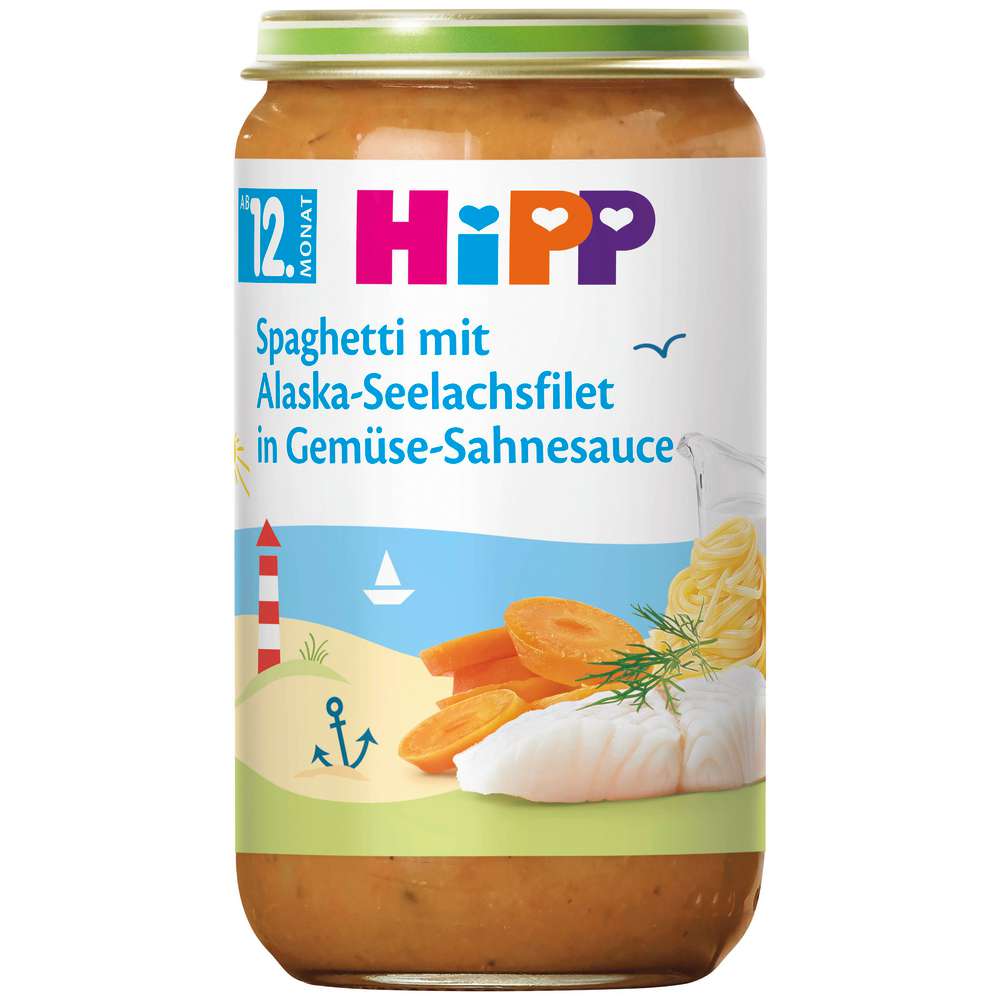 Produktabbildung Hipp Babynahrung Menü, Spaghetti/Seelachs/Gemüse