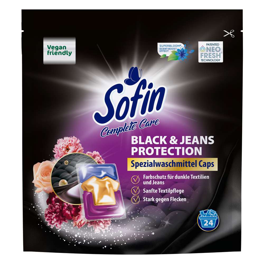 Produktabbildung Sofin Spezialwaschmittel-Caps, Black & Jeans Protection