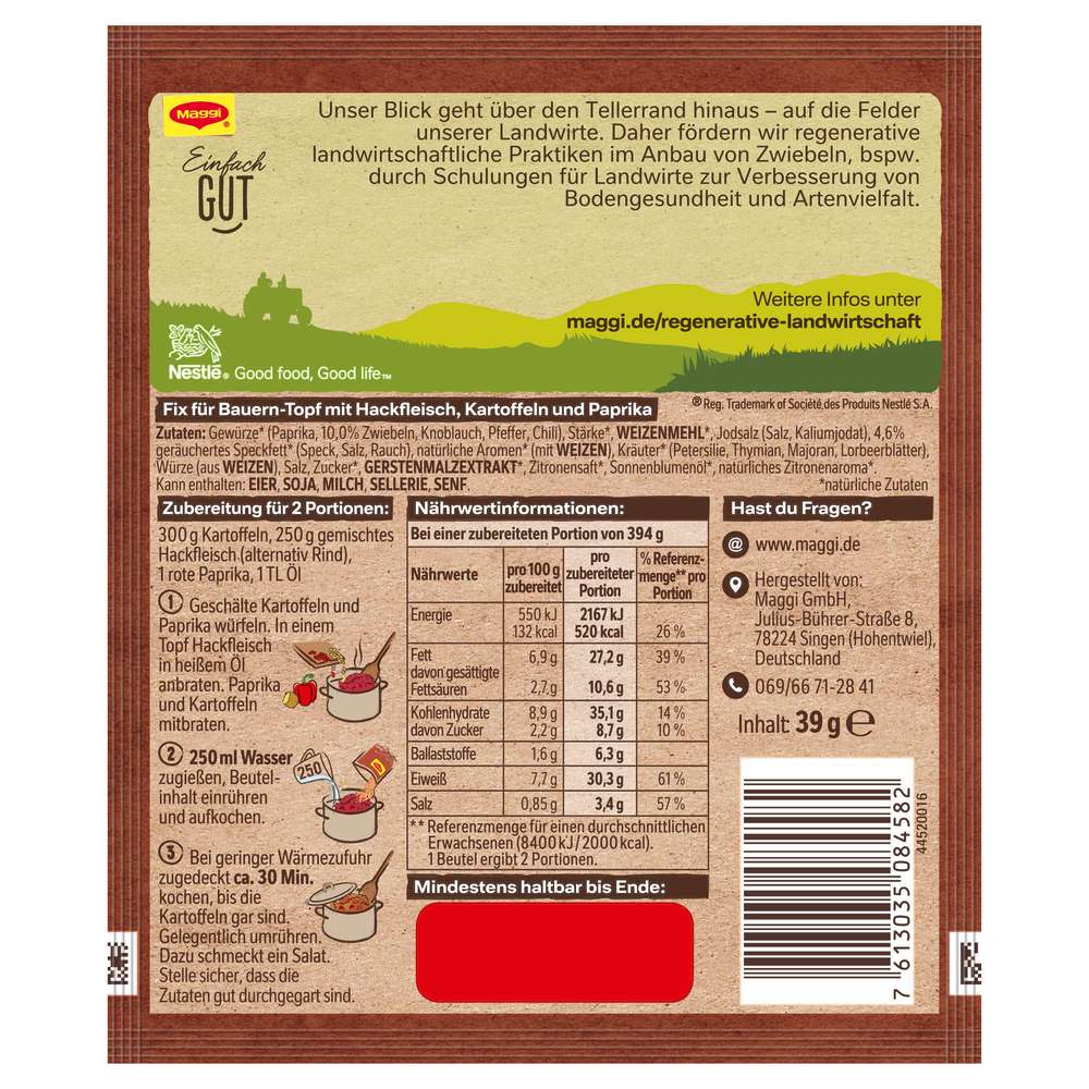 Produktabbildung Maggi Maggi Fix, Bauerntopf mit Hackfleisch
