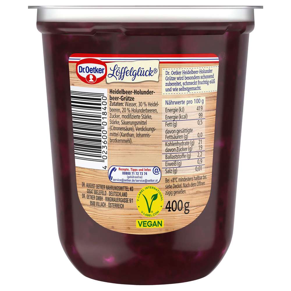 Produktabbildung Dr. Oetker Heidelbeer-Holunder Grütze Löffelglück