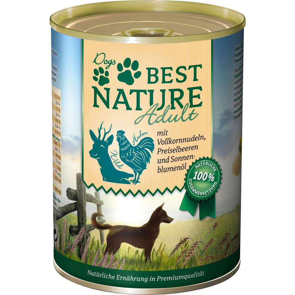 Produktabbildung Best Nature Hunde-Nassfutter Adult, Wild/Huhn/Nudeln