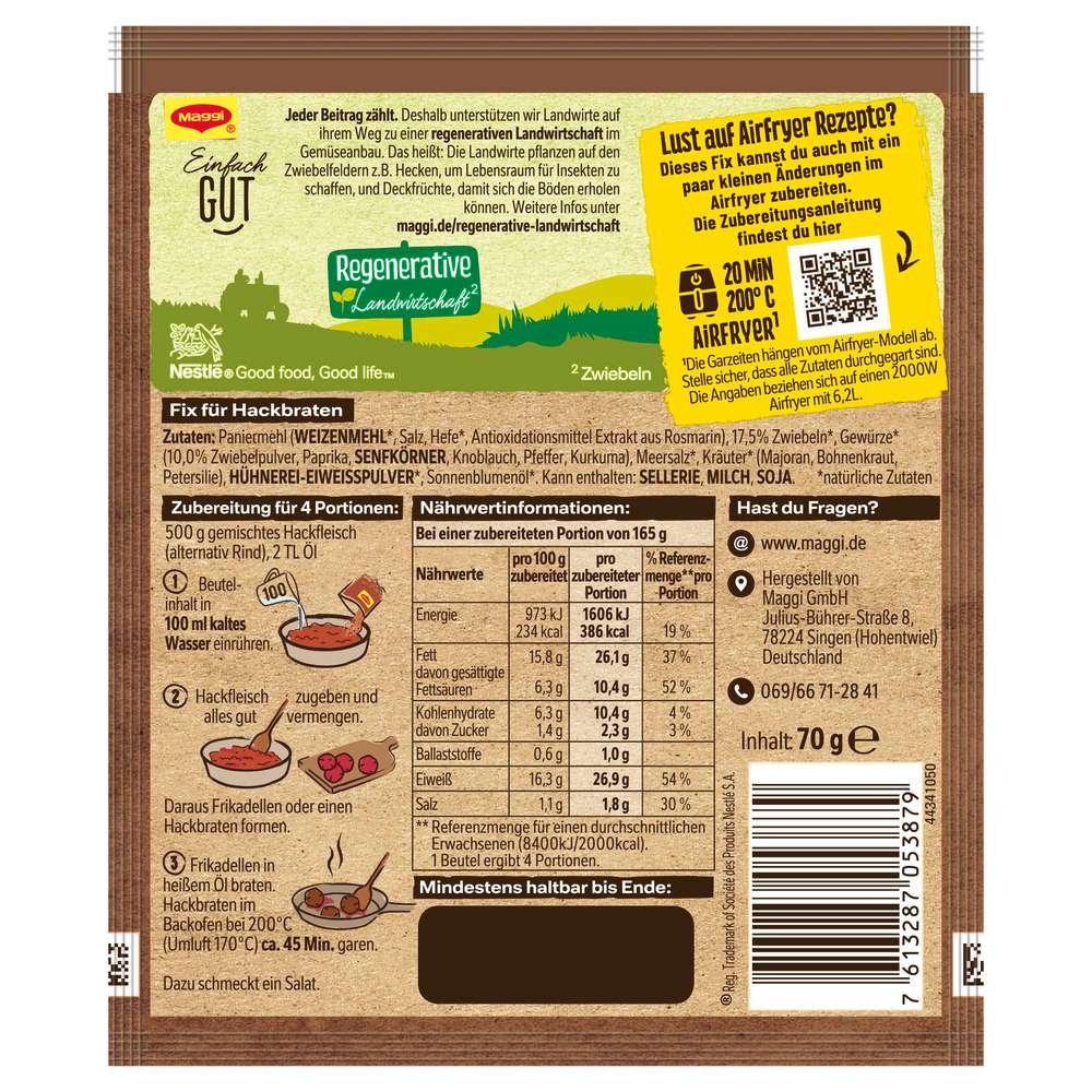 Produktabbildung Maggi Gewürzmischung Fix, Hackbraten 100 % natürliche Zutaten