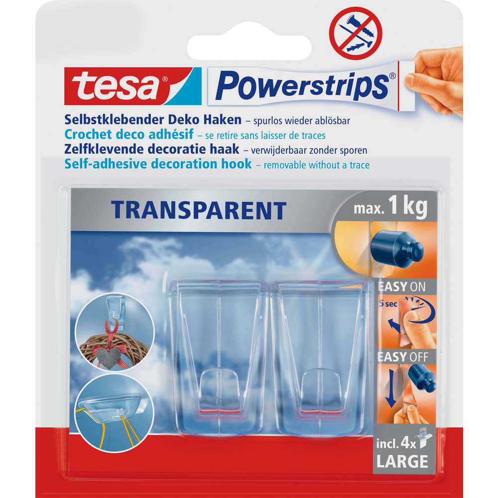 Produktabbildung tesa tesa Powerstrips® transparent Deco Haken Large