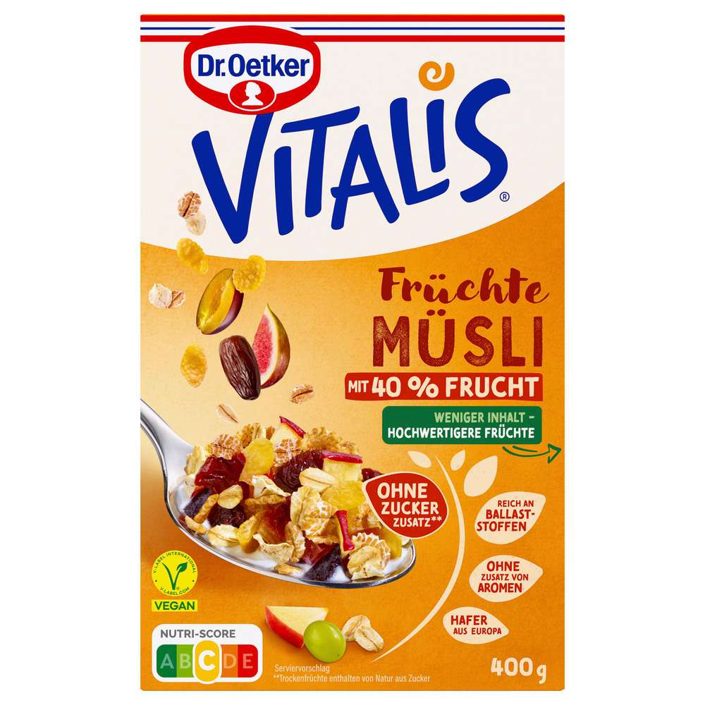 Produktabbildung Vitalis Vitalis Früchtemüsli ohne Zuckerzusatz